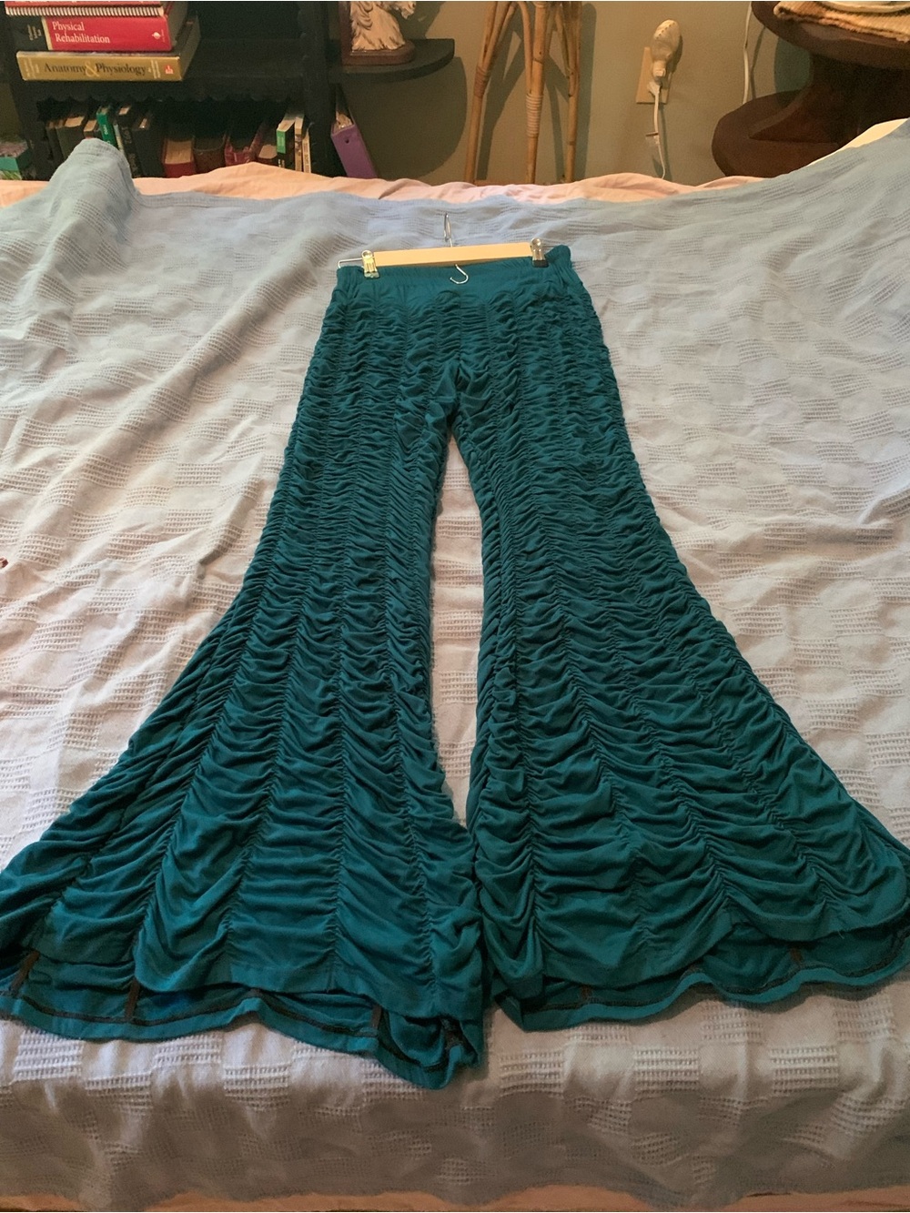 Jayli Teal Ruched Boot Cut Pants